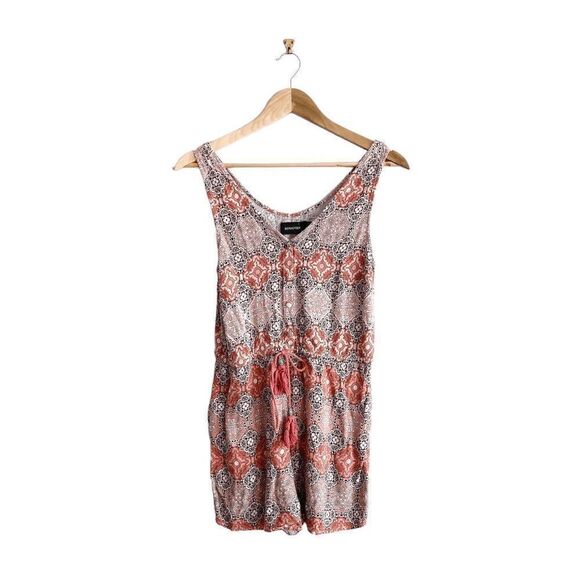 Minkpink Women Romper Shorts Sleeveless Drawstring Floral Medium - Picture 1 of 7